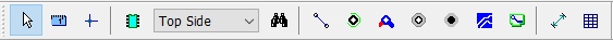 Elements toolbar: selection, wire, via, pad, drawing tools, layer selector dropdown (Top Side), and route-related icons