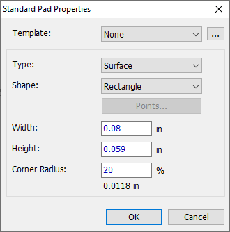 Pad Properties default