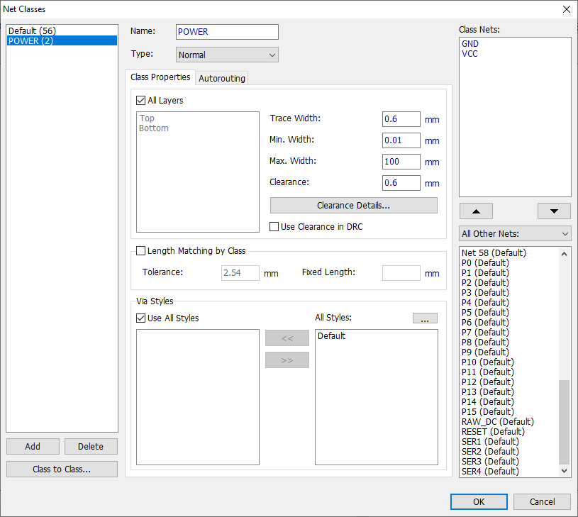POWER net class